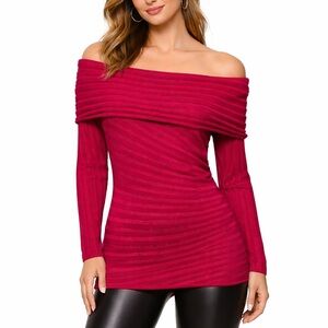 Y2K Cache Pink Cowl Neck Knit Top | Luxury Glamour | Off Shoulder | Medium NWT